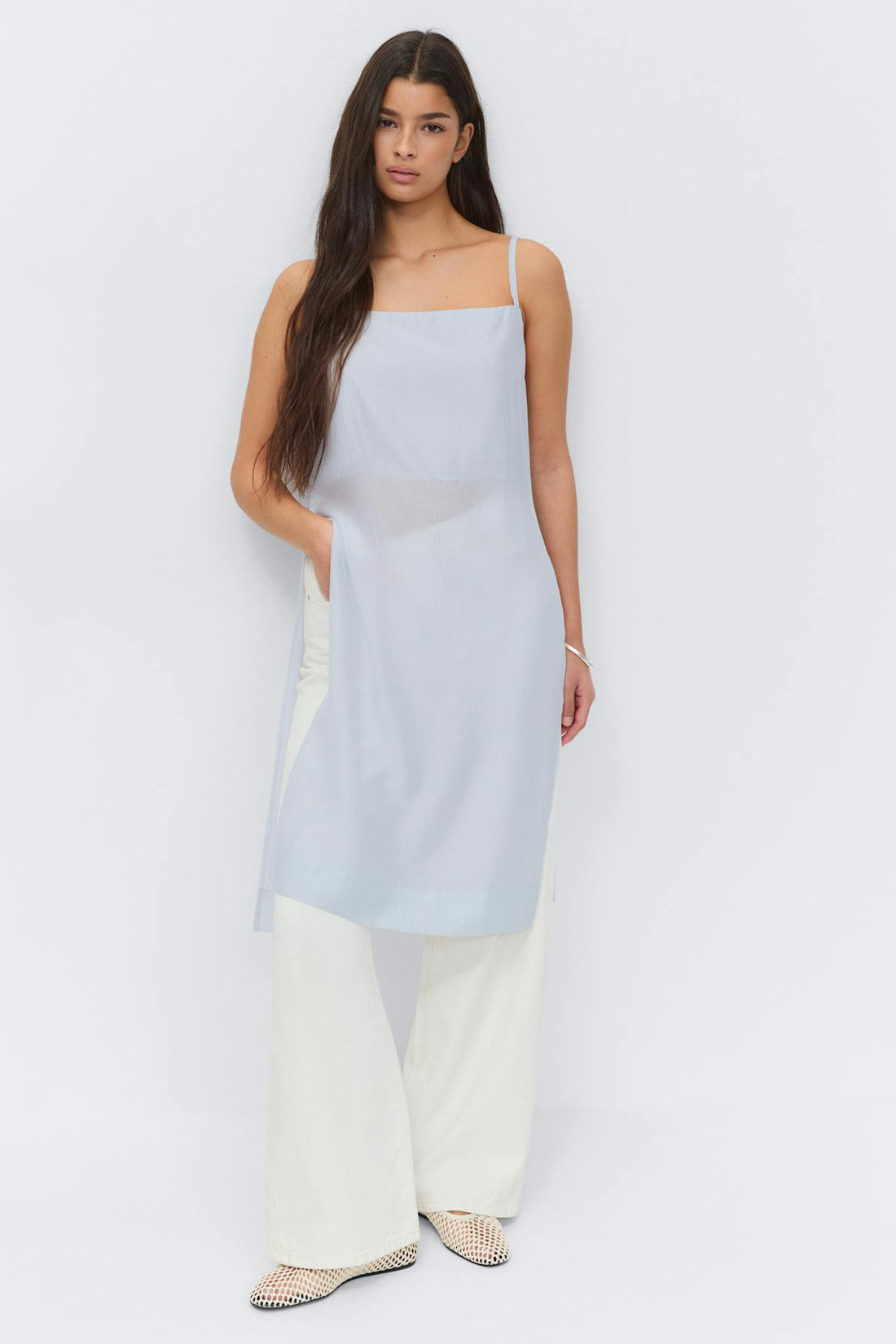 Sheer dress - Blue/stripe