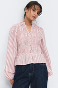 Poplin smock blouse - Blue stripe