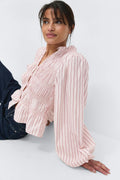 Poplin smock blouse - Pink/stripe