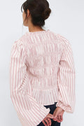 Poplin smock blouse - Pink/stripe