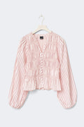 Poplin smock blouse - Pink/stripe