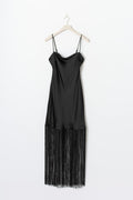 Fringe satin maxi dress - Noir