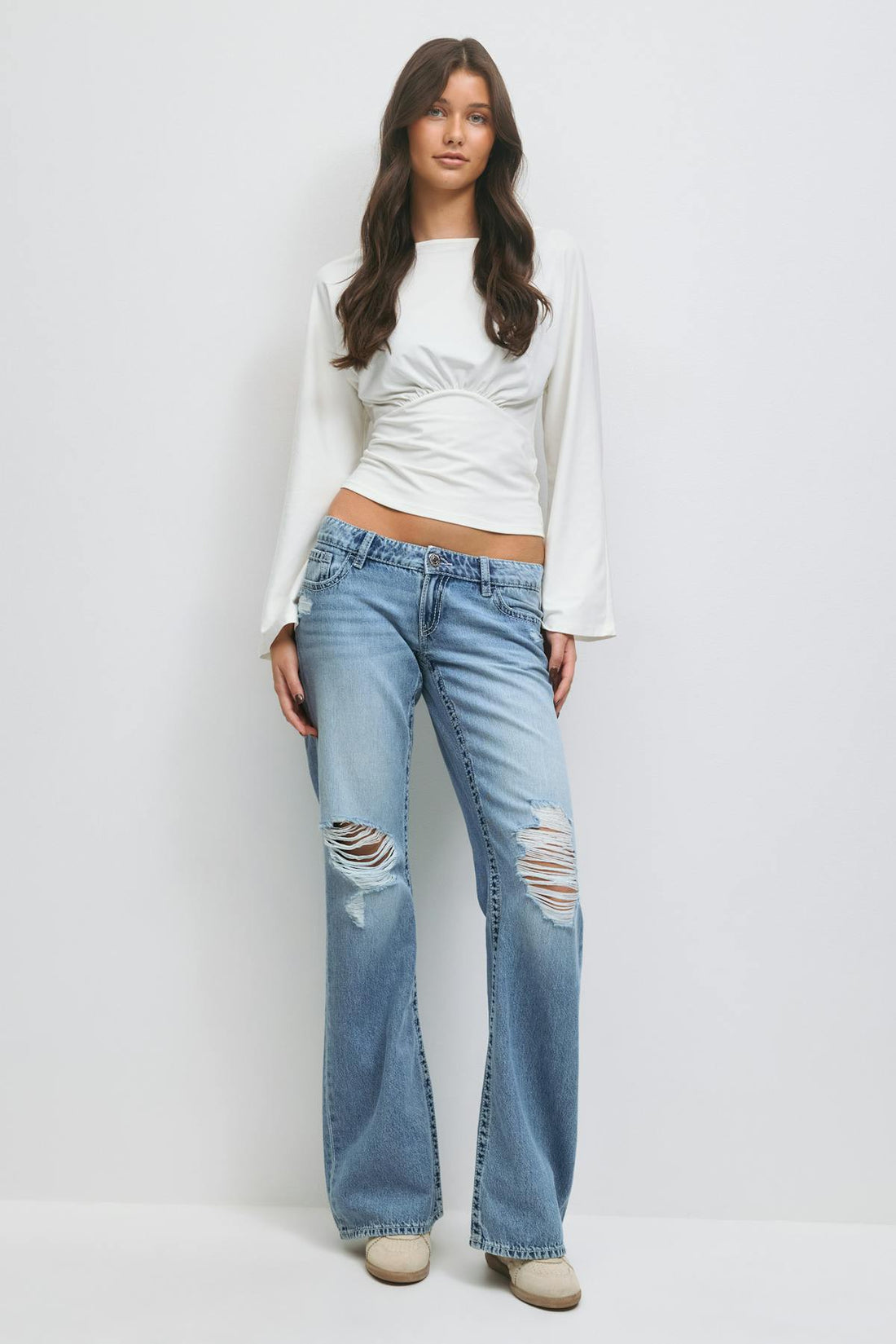 14+ real low loose jeans tall - Bleu clair