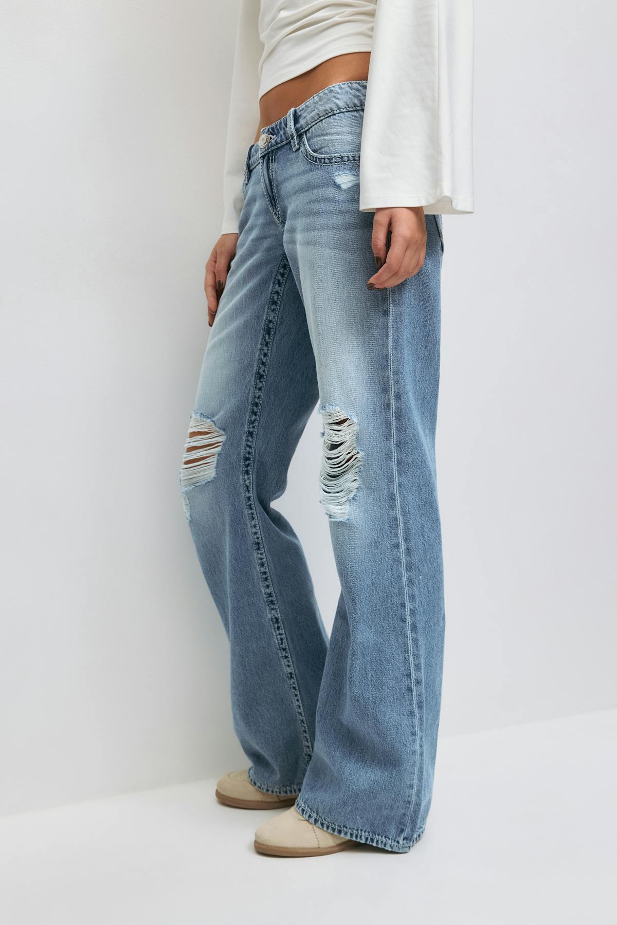 14+ real low loose jeans tall - Bleu clair
