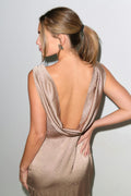 Open back rhinestone dress - Creme