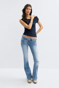 14+ too messy flare jeans tall - Bleu