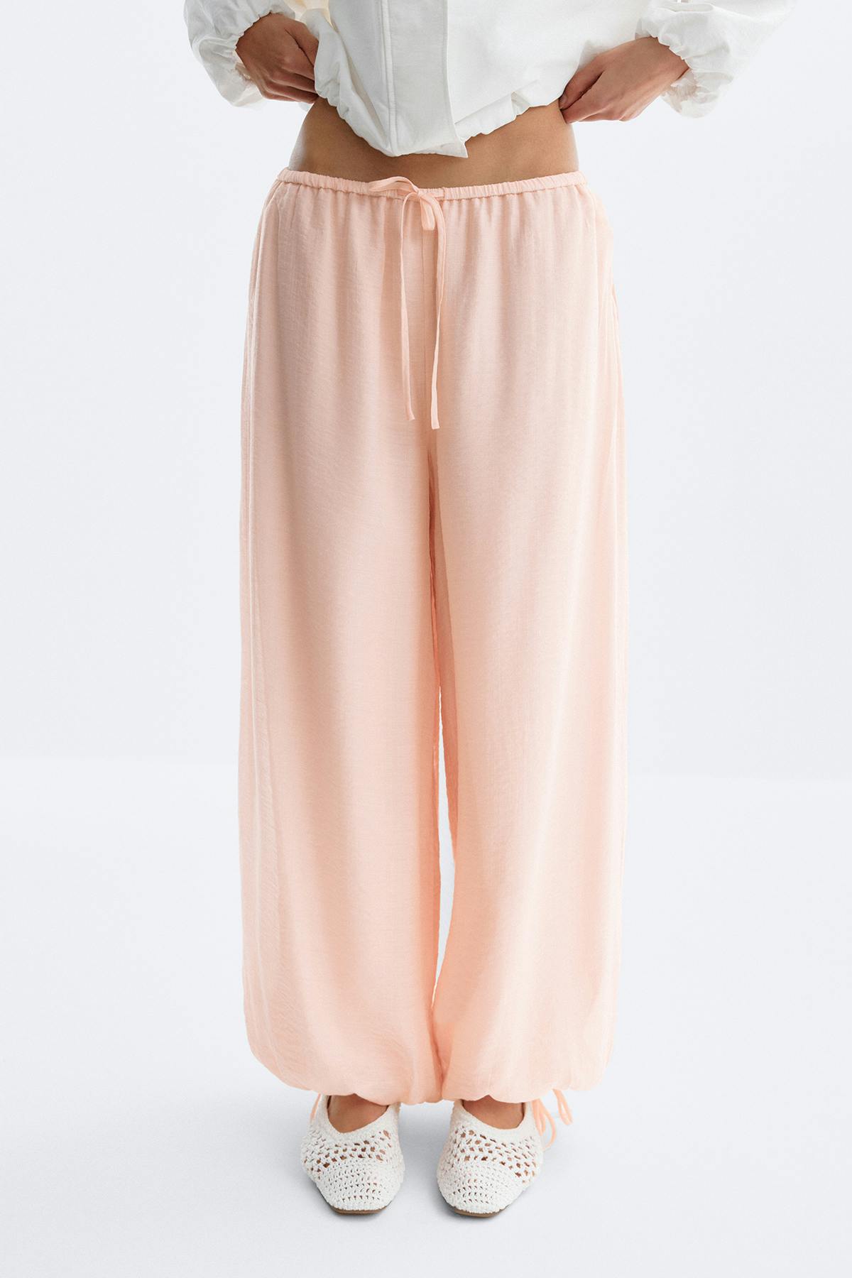 Sheer balloon trousers - Peach