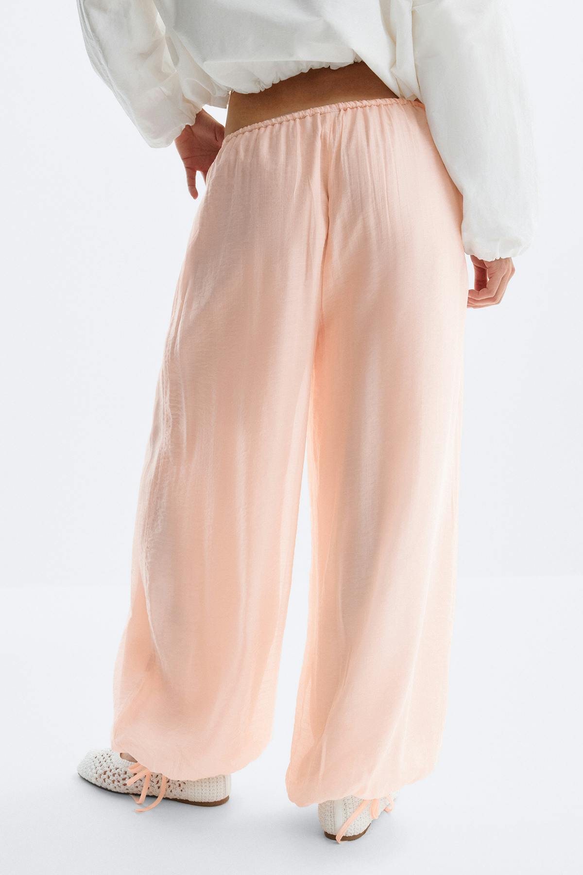 Sheer balloon trousers - Peach