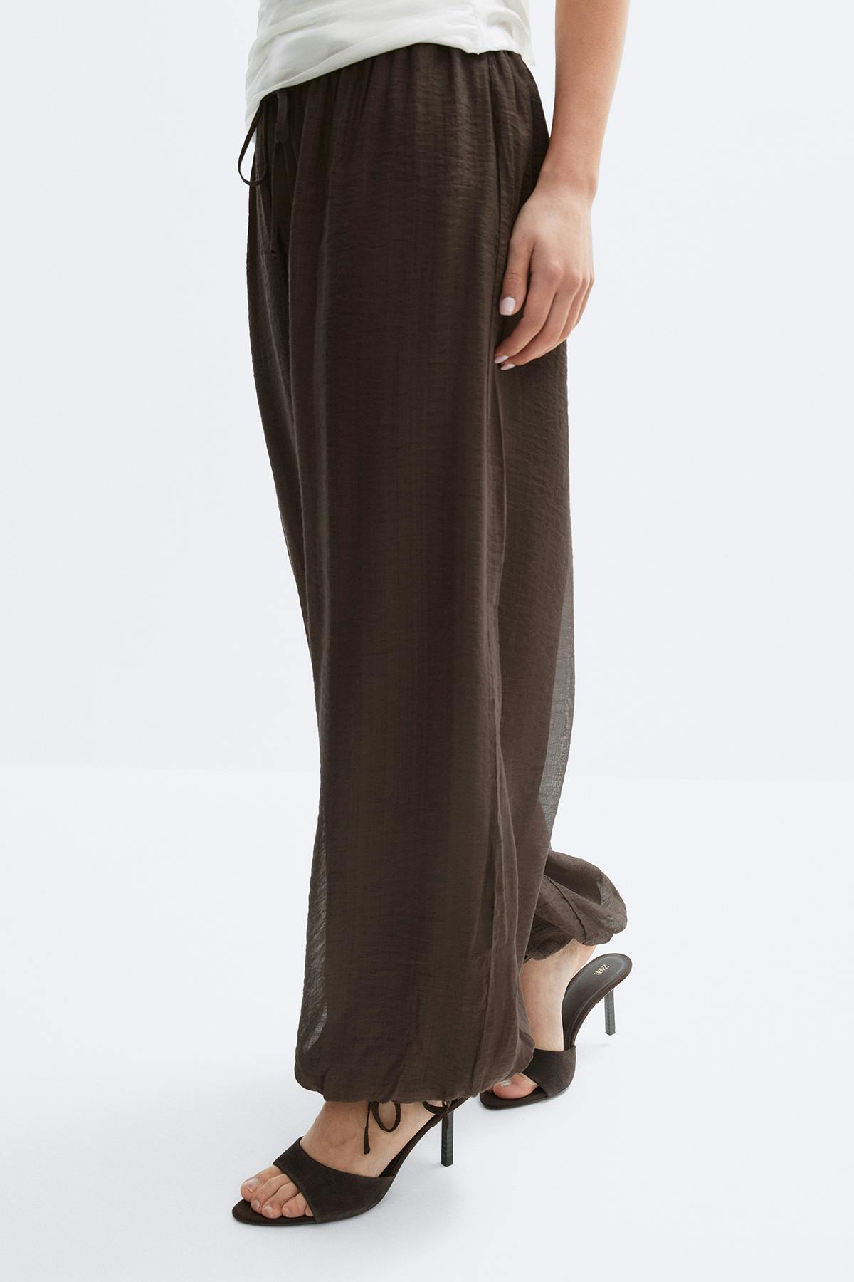 Sheer balloon trousers - Marron foncé