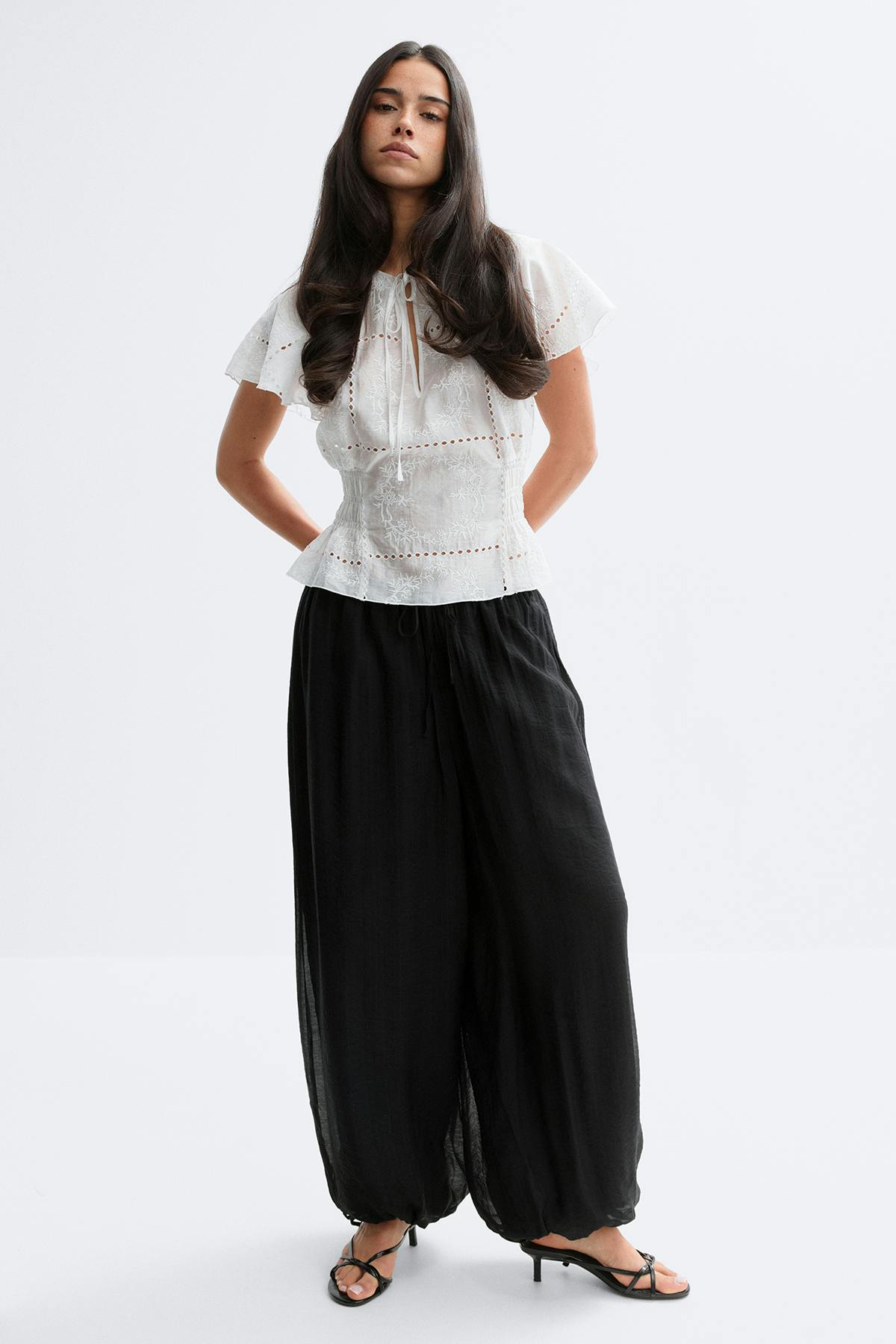 Sheer balloon trousers - Peach