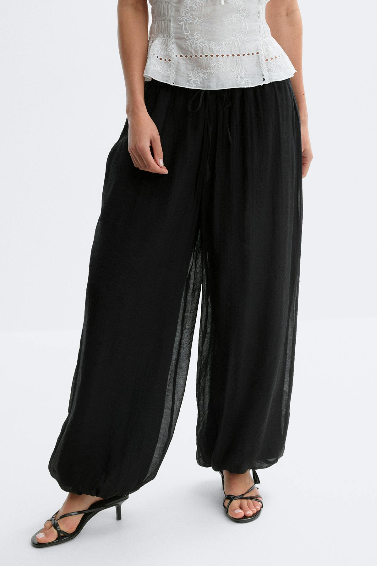 Sheer balloon trousers - Peach