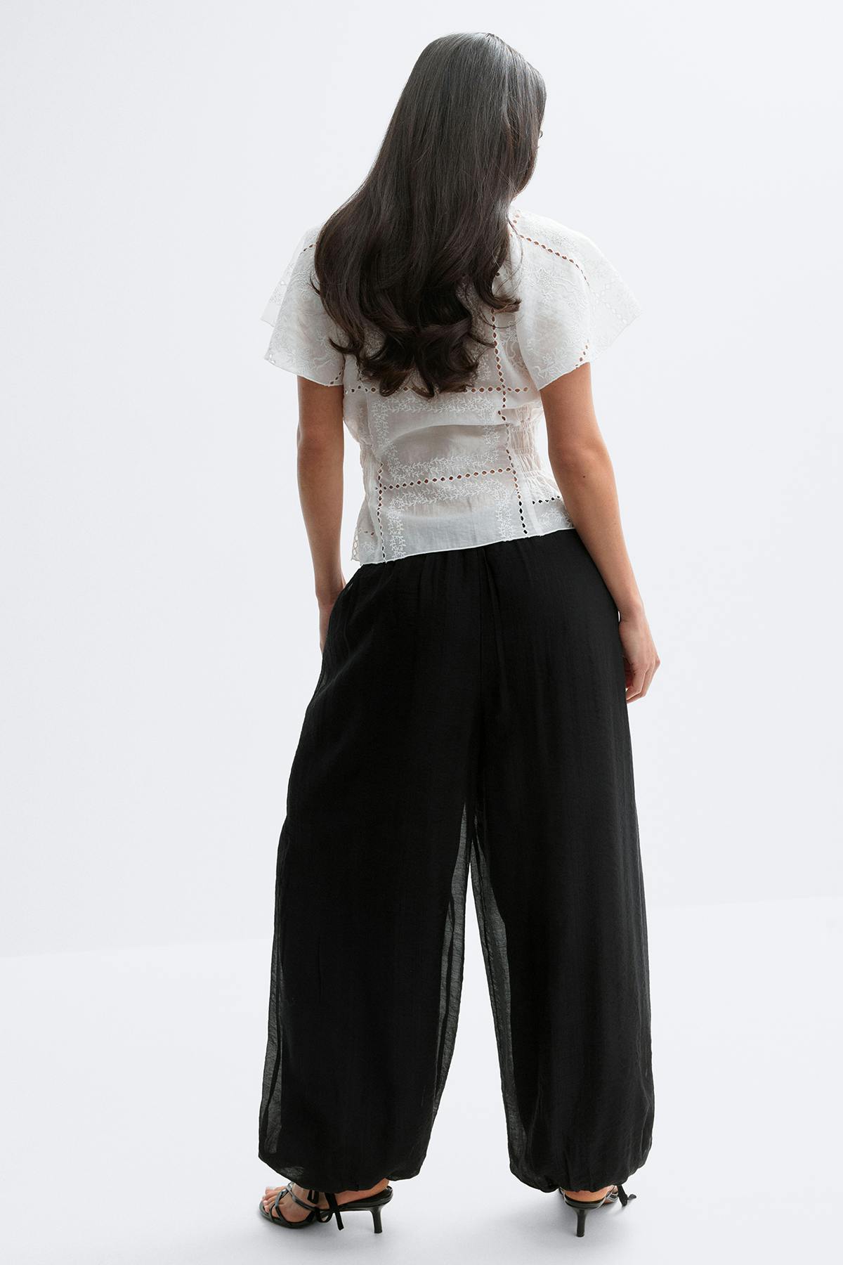 Sheer balloon trousers - Noir