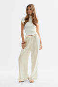 Satin lace trousers - Creme