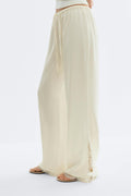 Satin lace trousers - Creme