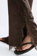 Satin lace trousers - Noir