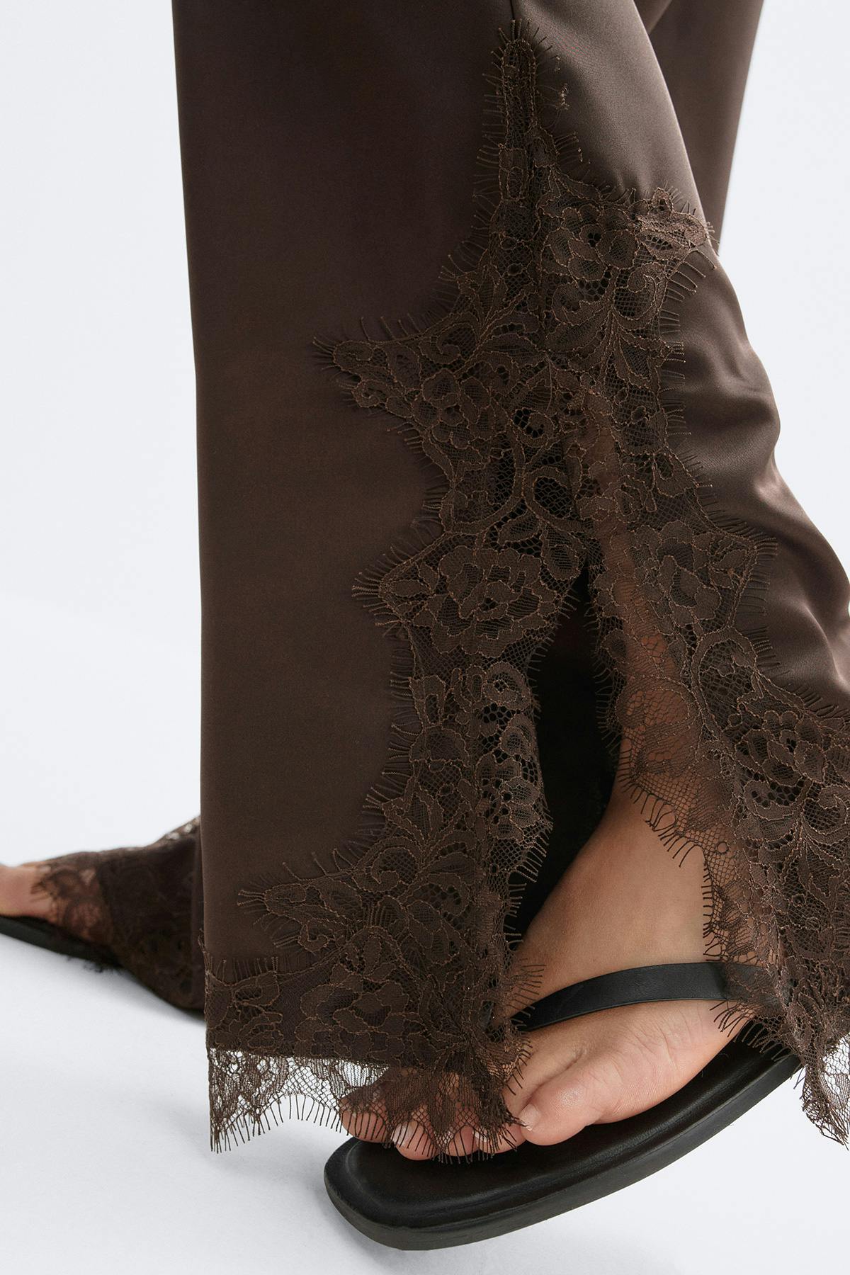 Satin lace trousers - Noir