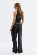 Satin lace trousers - Noir