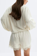Satin lace shorts - Creme