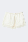 Satin lace shorts - Creme