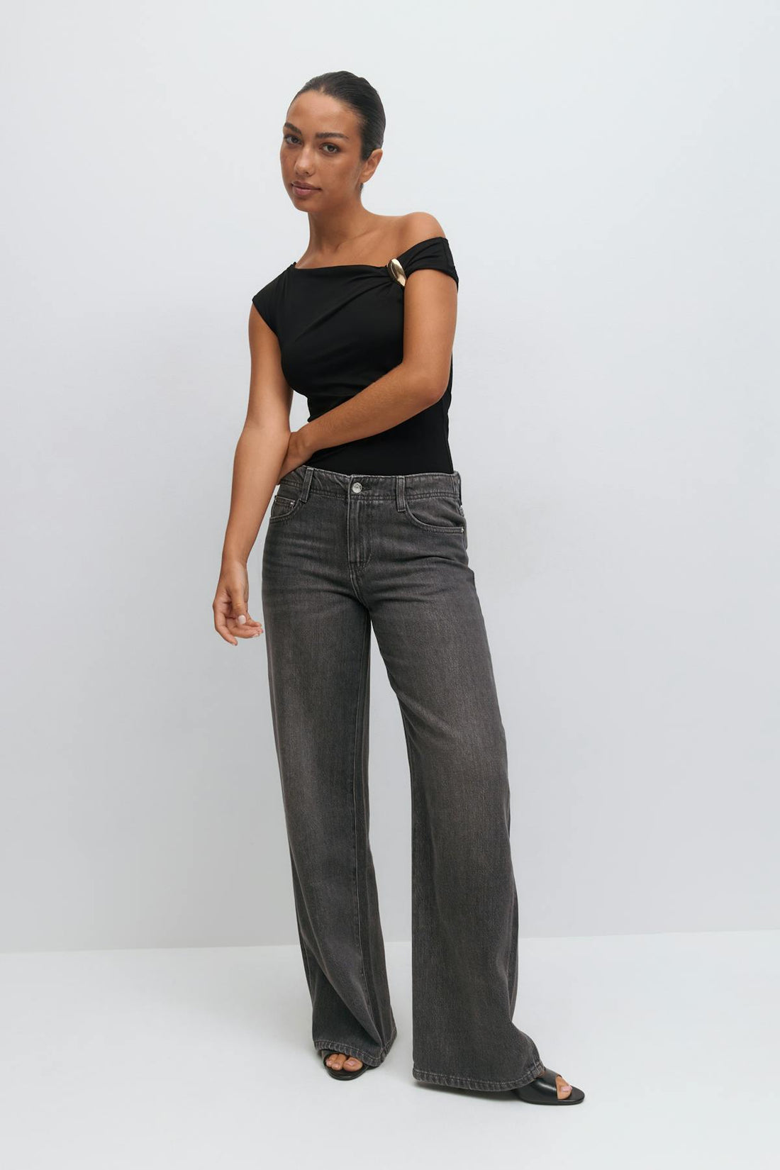 Metal detail top - Noir