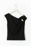 Metal detail top - Noir