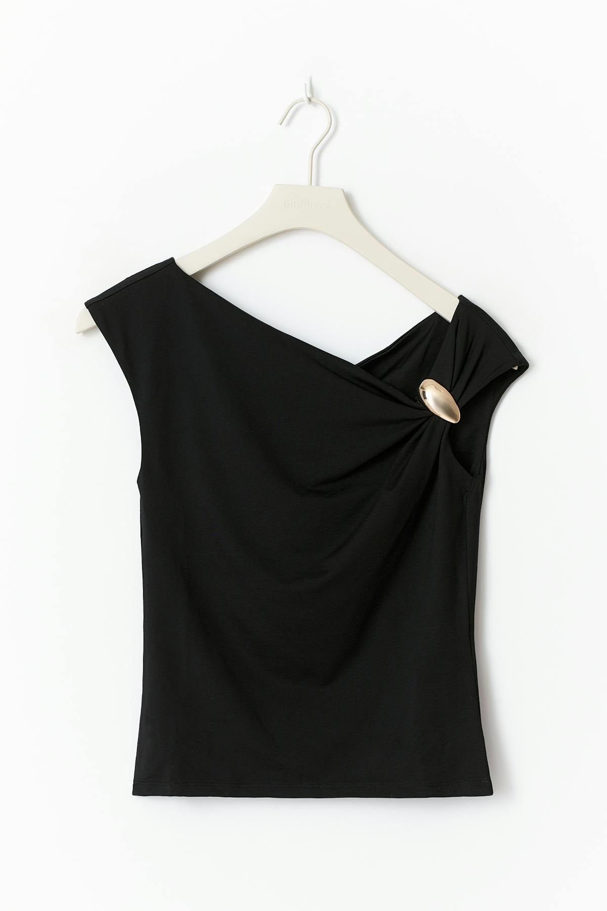 Metal detail top - Noir