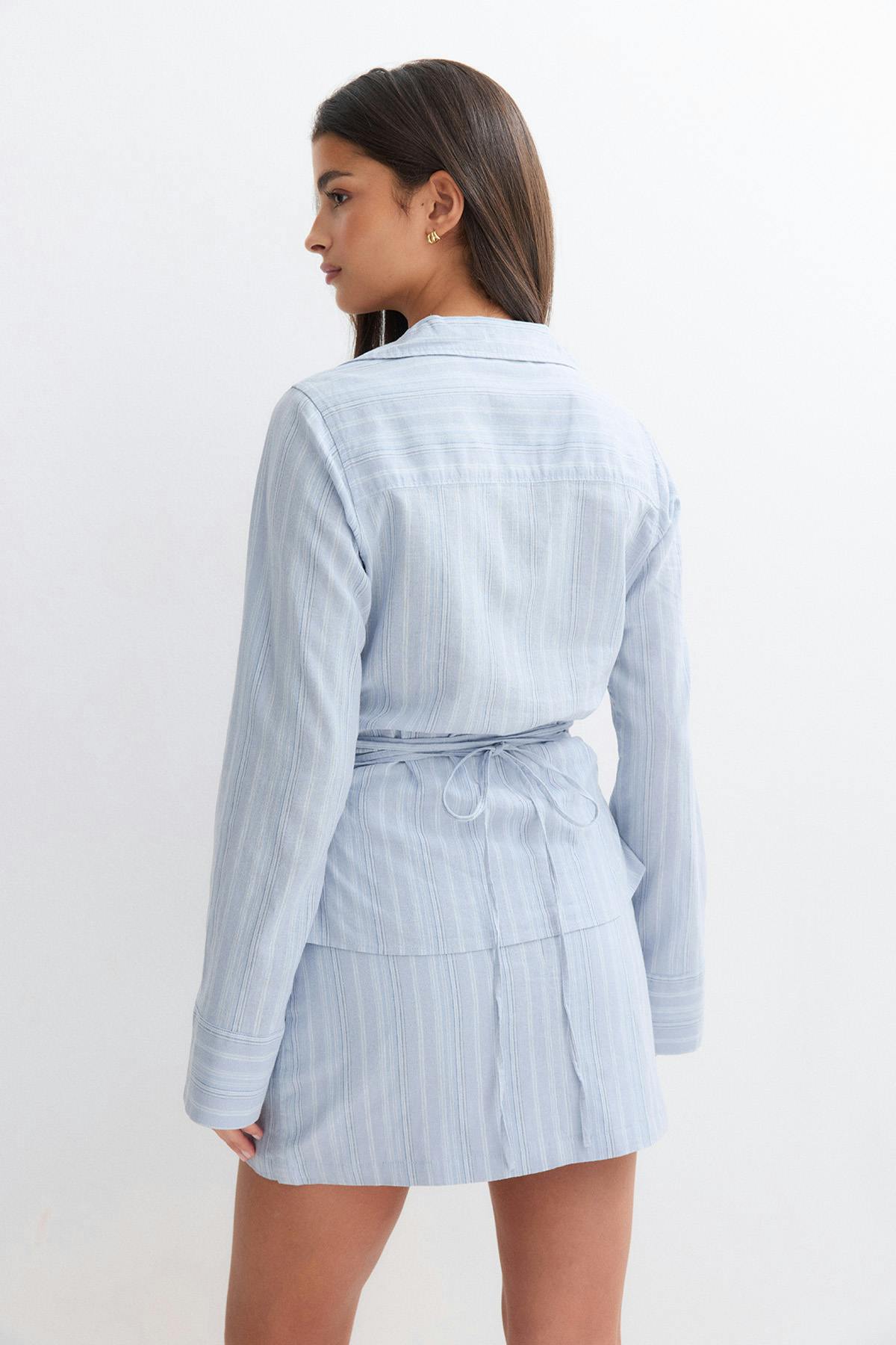 Linen blend shirt - Rose clair