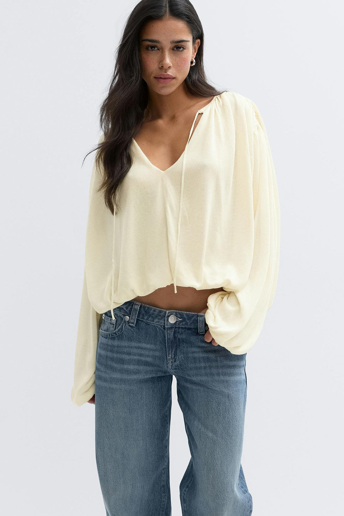 Knitted balloon top - Gardenia