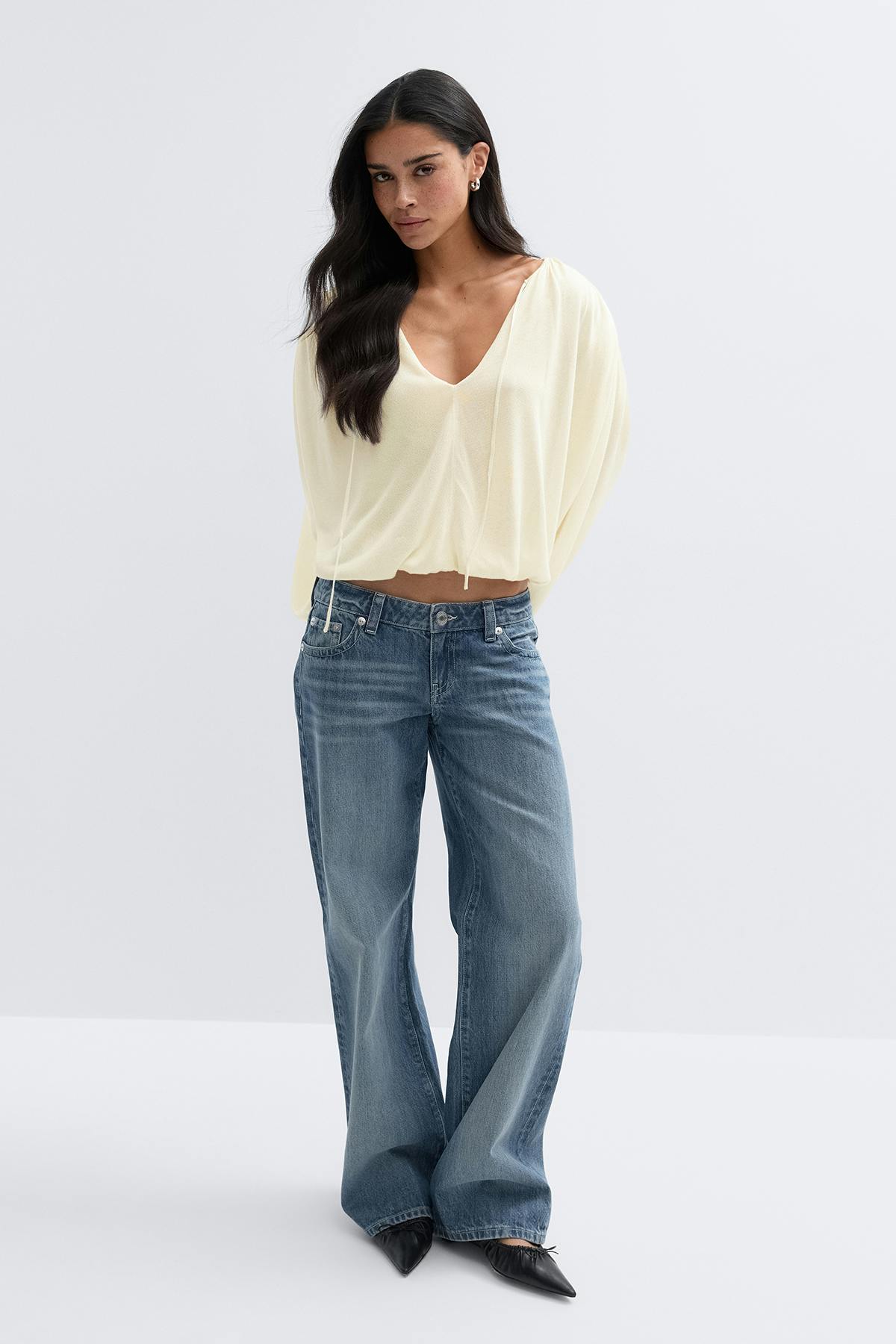 Knitted balloon top - Gardenia