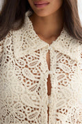 Knitted crochet shirt - Crème