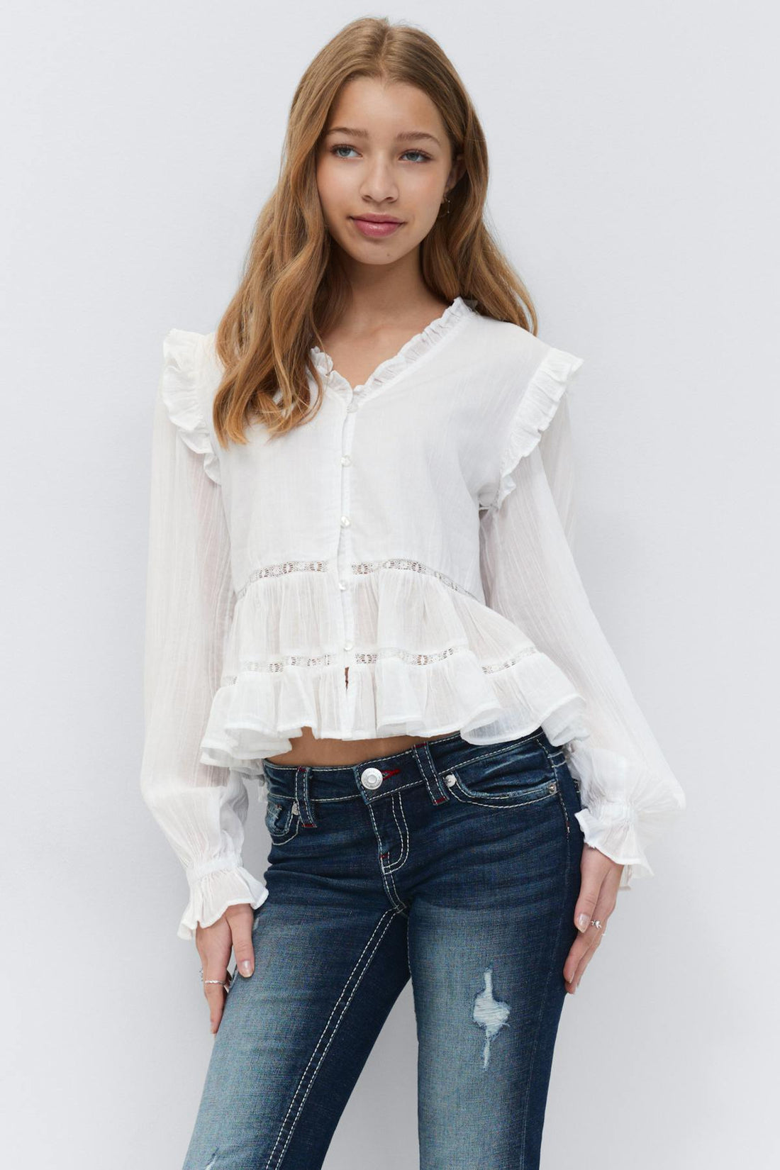 Y long sleeve blouse - Blanc