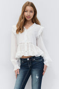Y long sleeve blouse - Blanc