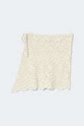 Knitted crochet apron skirt - Crème