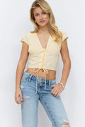 14+ fitted short sleeve top - Banana crepe