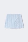 Linen blend mini skirt - Blue/stripe
