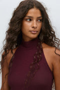 Halterneck ruffle top - Noir