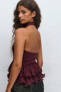 Halterneck ruffle top - Wine tasting