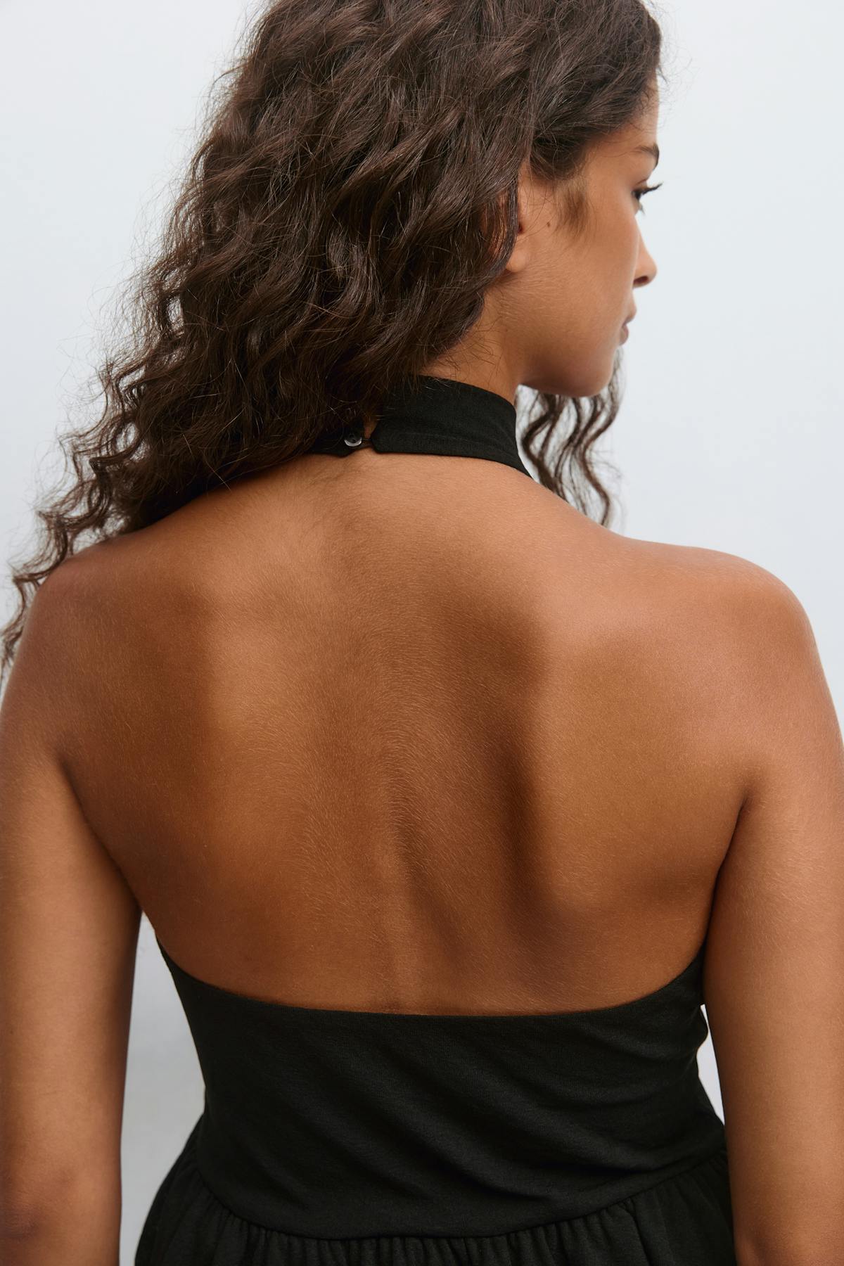 Halterneck ruffle top - Noir