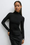 Draped satin maxi dress - Noir
