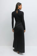 Draped satin maxi dress - Noir
