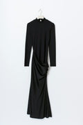 Draped satin maxi dress - Noir