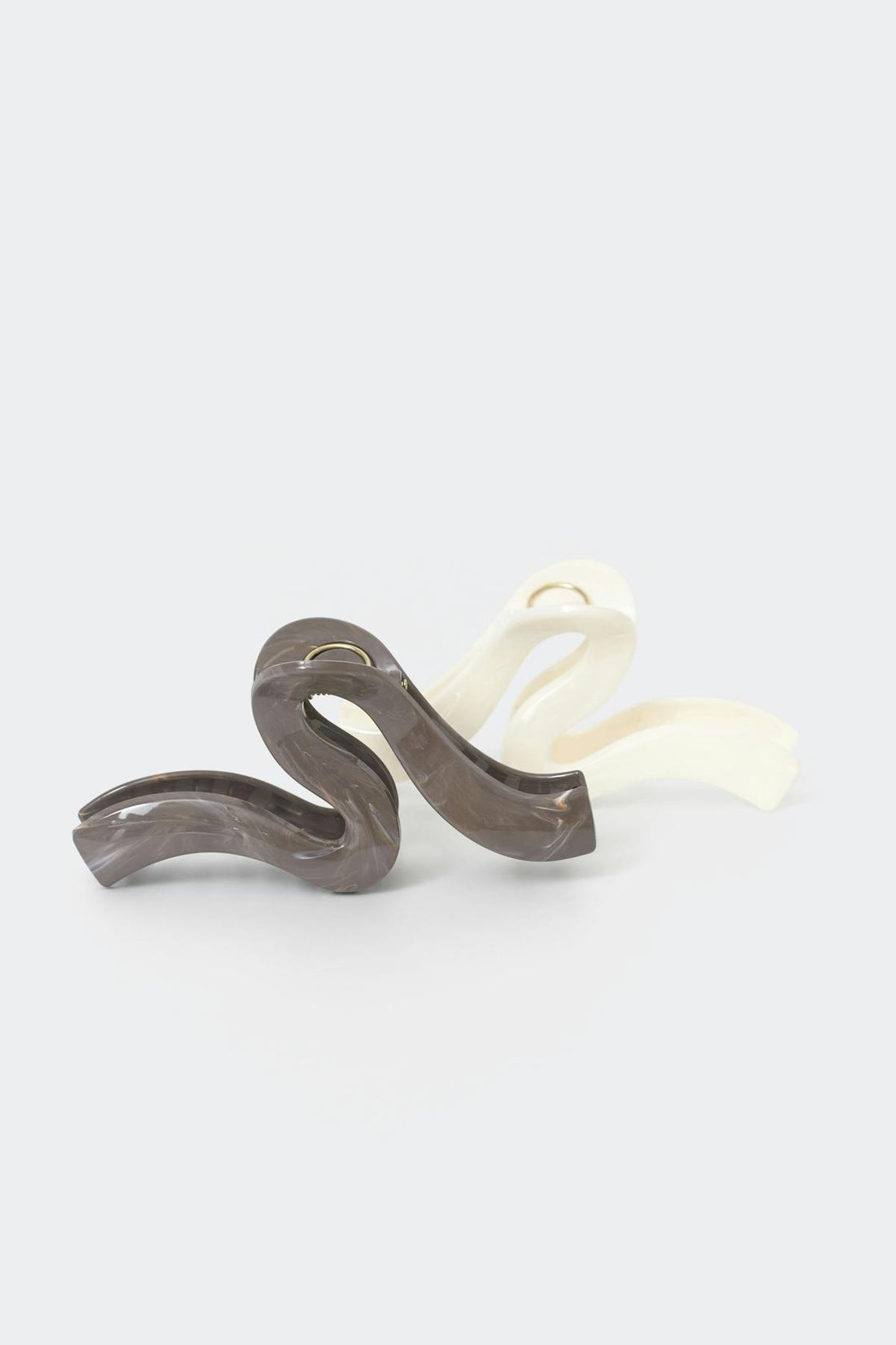 2-pack hair clips - White/brown
