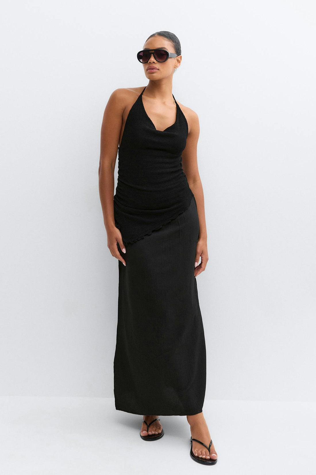 Halterneck knitted dress - Noir