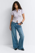 Puff sleeve shirt - Purple/stripe