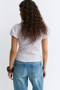Puff sleeve shirt - Purple/stripe