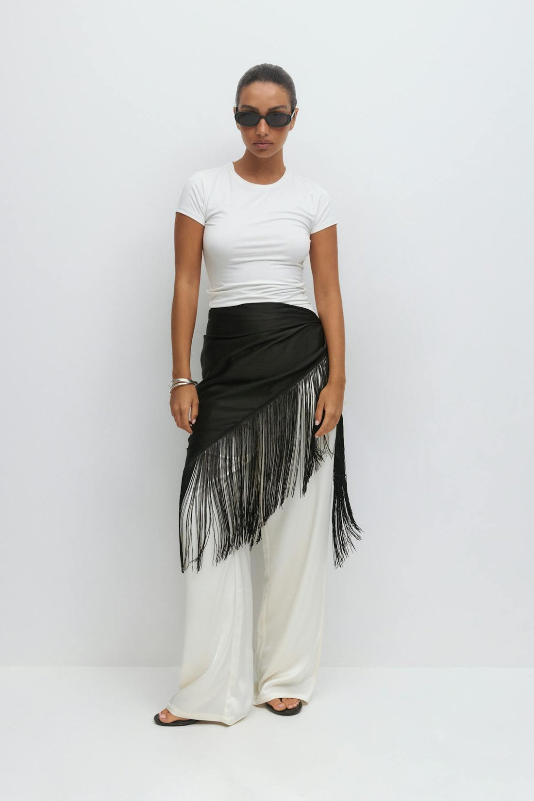Triangle fringe scarf - Noir