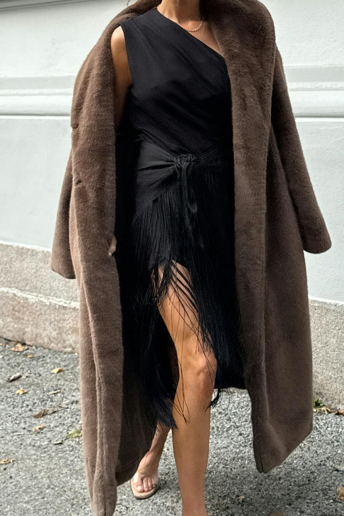 Triangle fringe scarf - Noir