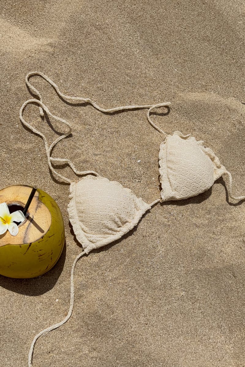 14+ paloma lurex bikini top - Blanc cassé