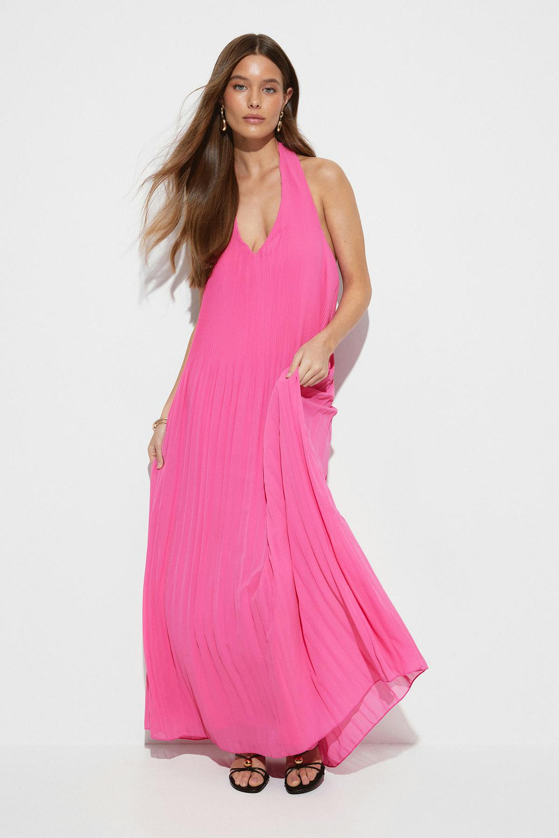 Pleated maxi dress - Rose