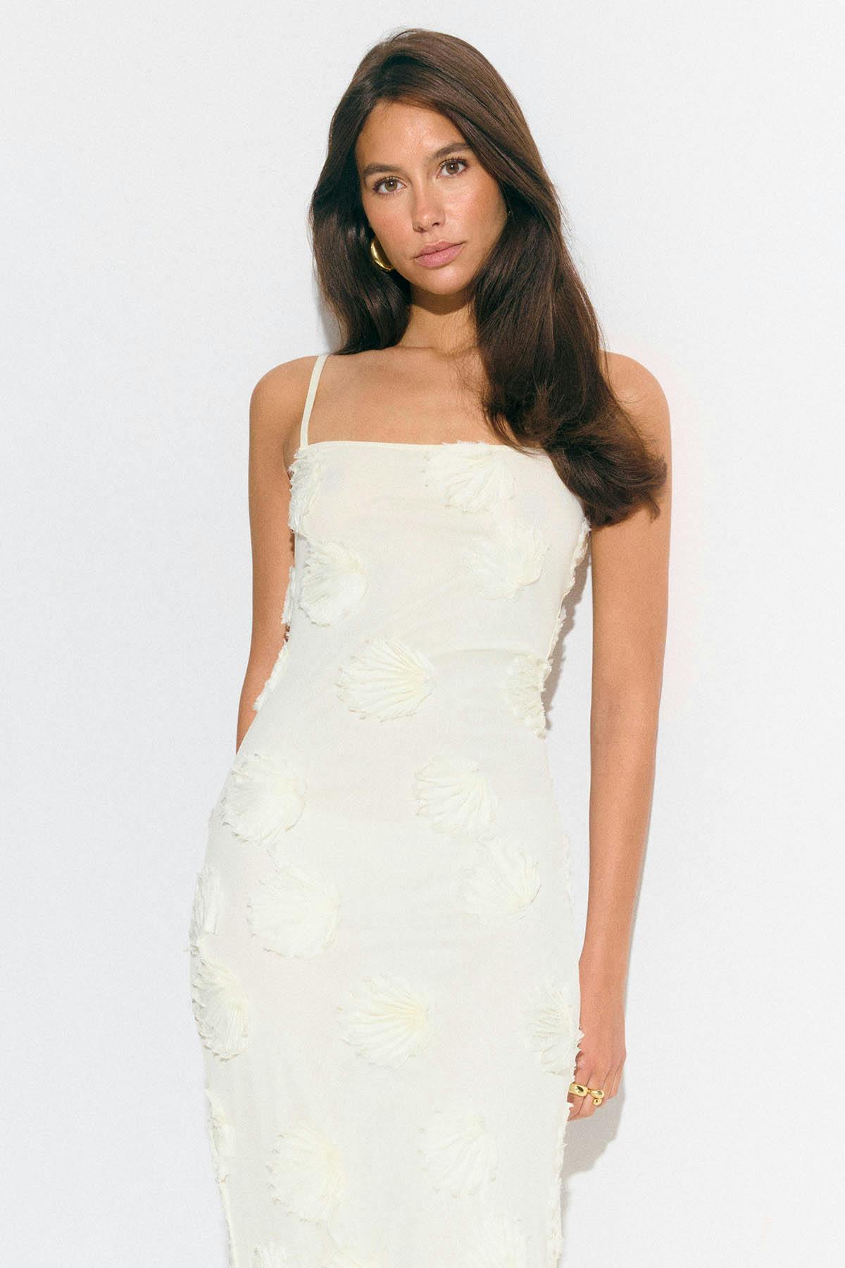 Embroidery maxi dress - Creme